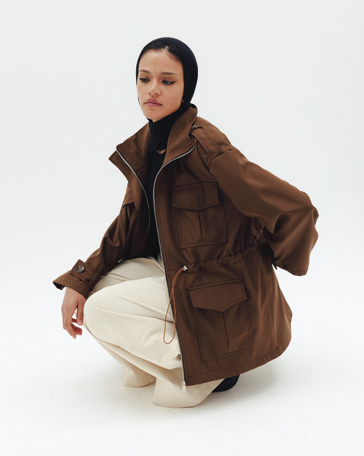 The Drawstring Jacket in Brown