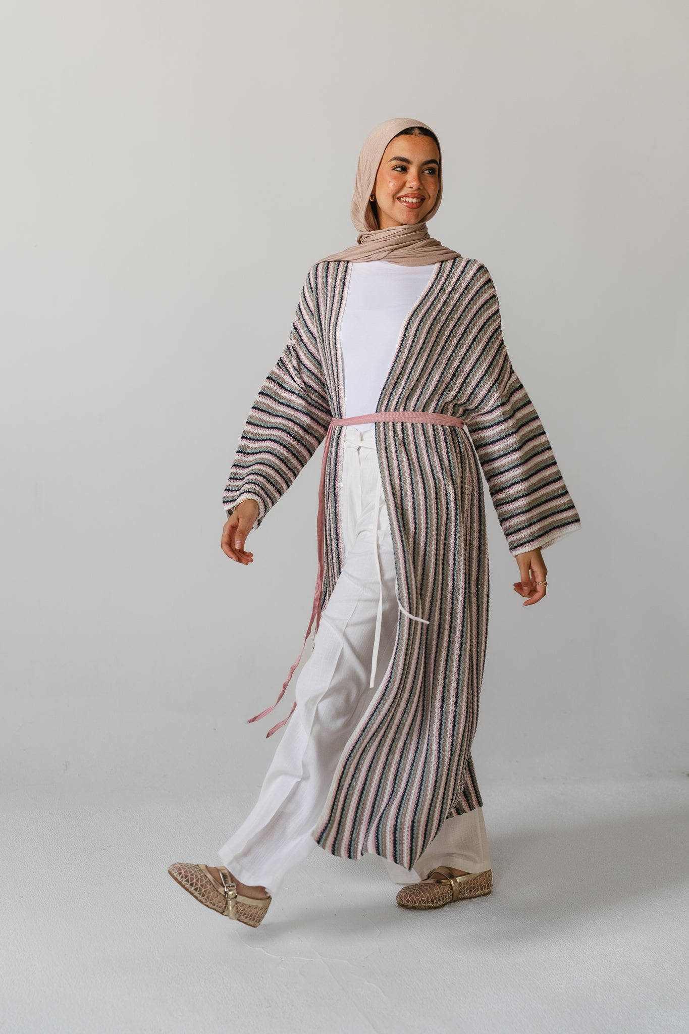 Earthy Waves Crochet Long Cardigan