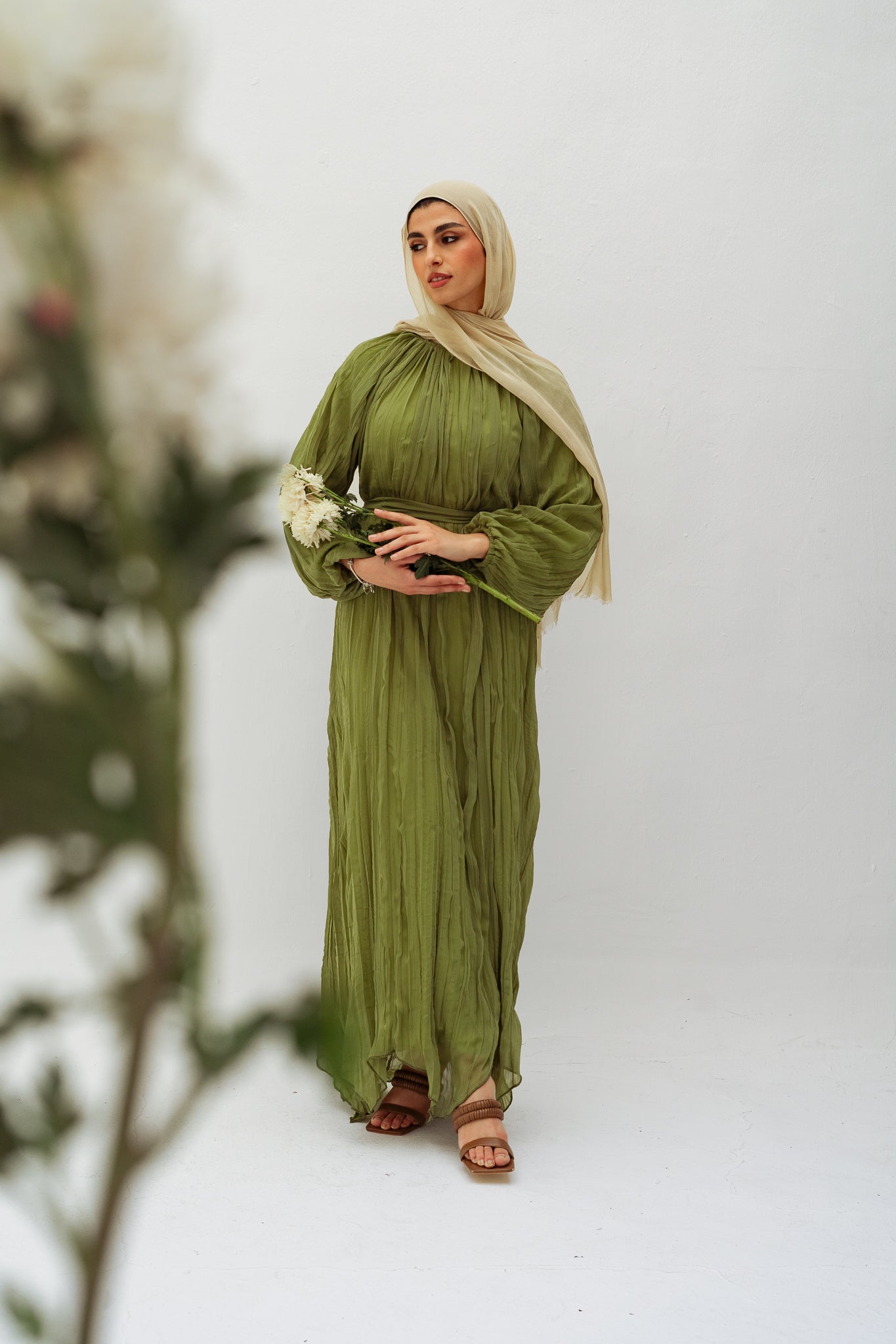 Nazly crushed dress in Mint