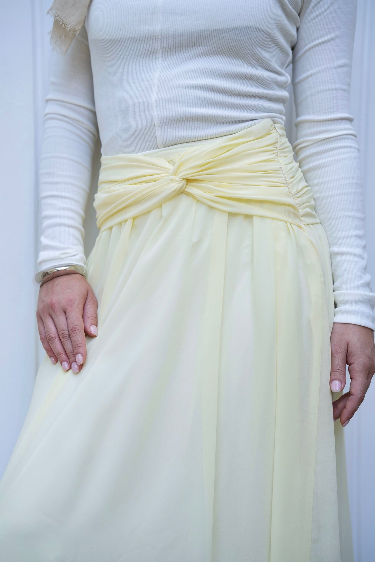 Ruby Twisted Skirt in Butter yellow