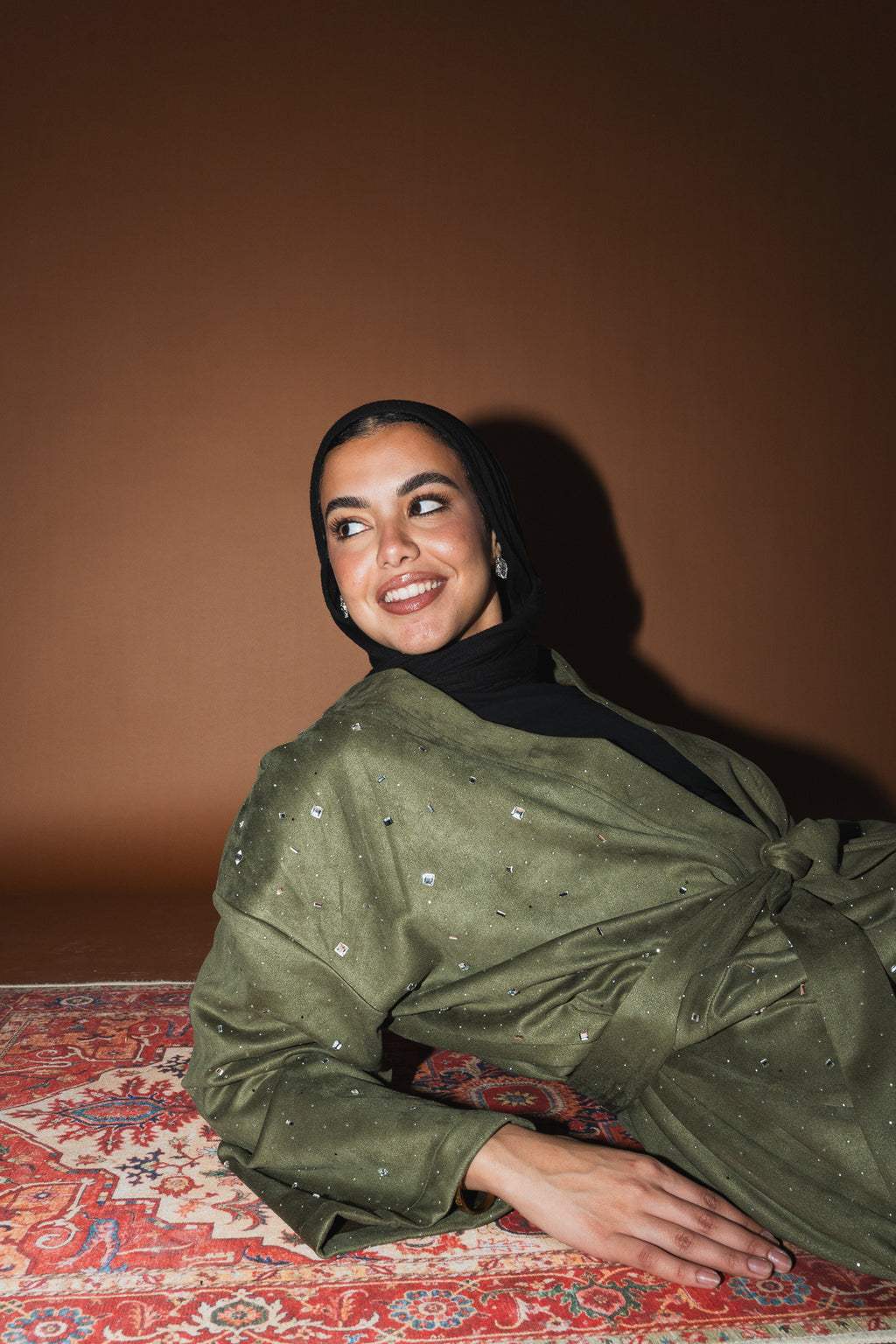 Milky way Stone Cardigan in Olive