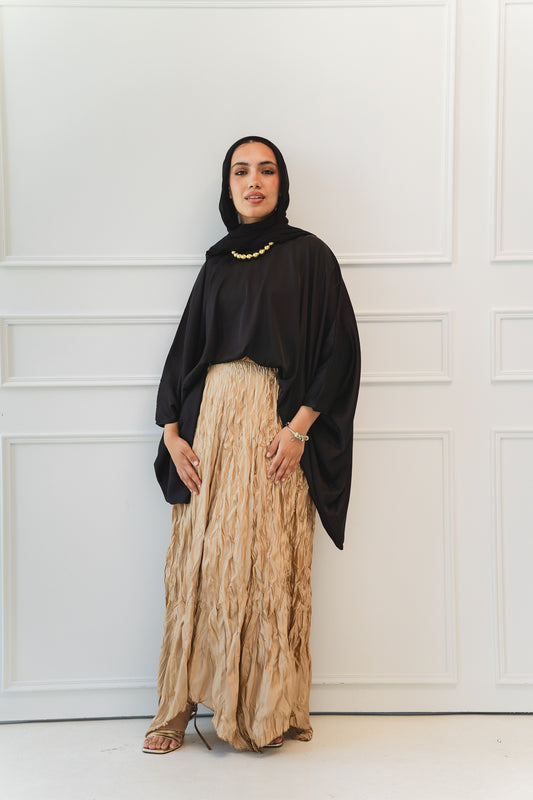 Anne Crushed skirt in Golden beige