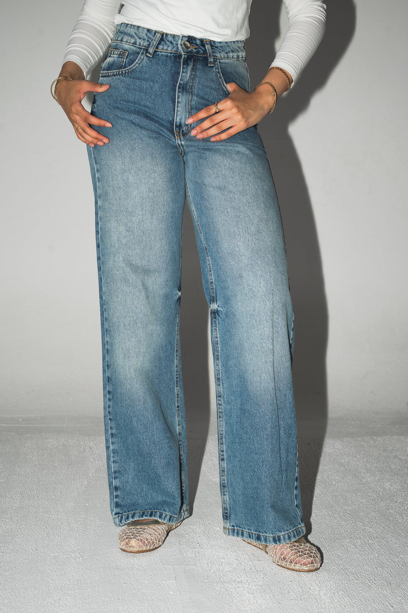 Daily Fit Denim Pants in Mid Blue