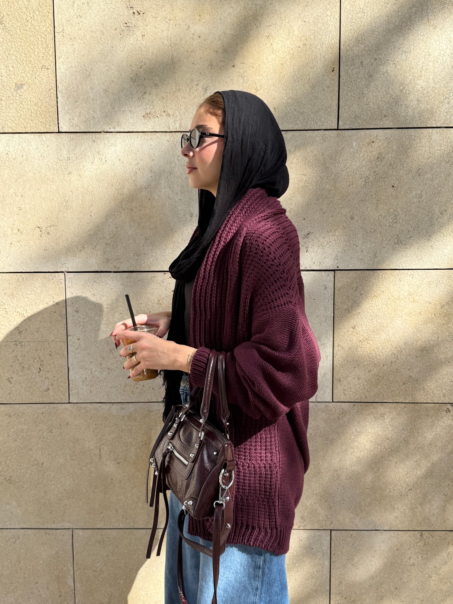 The Warm Hug Knit Cardigan in Burgundy