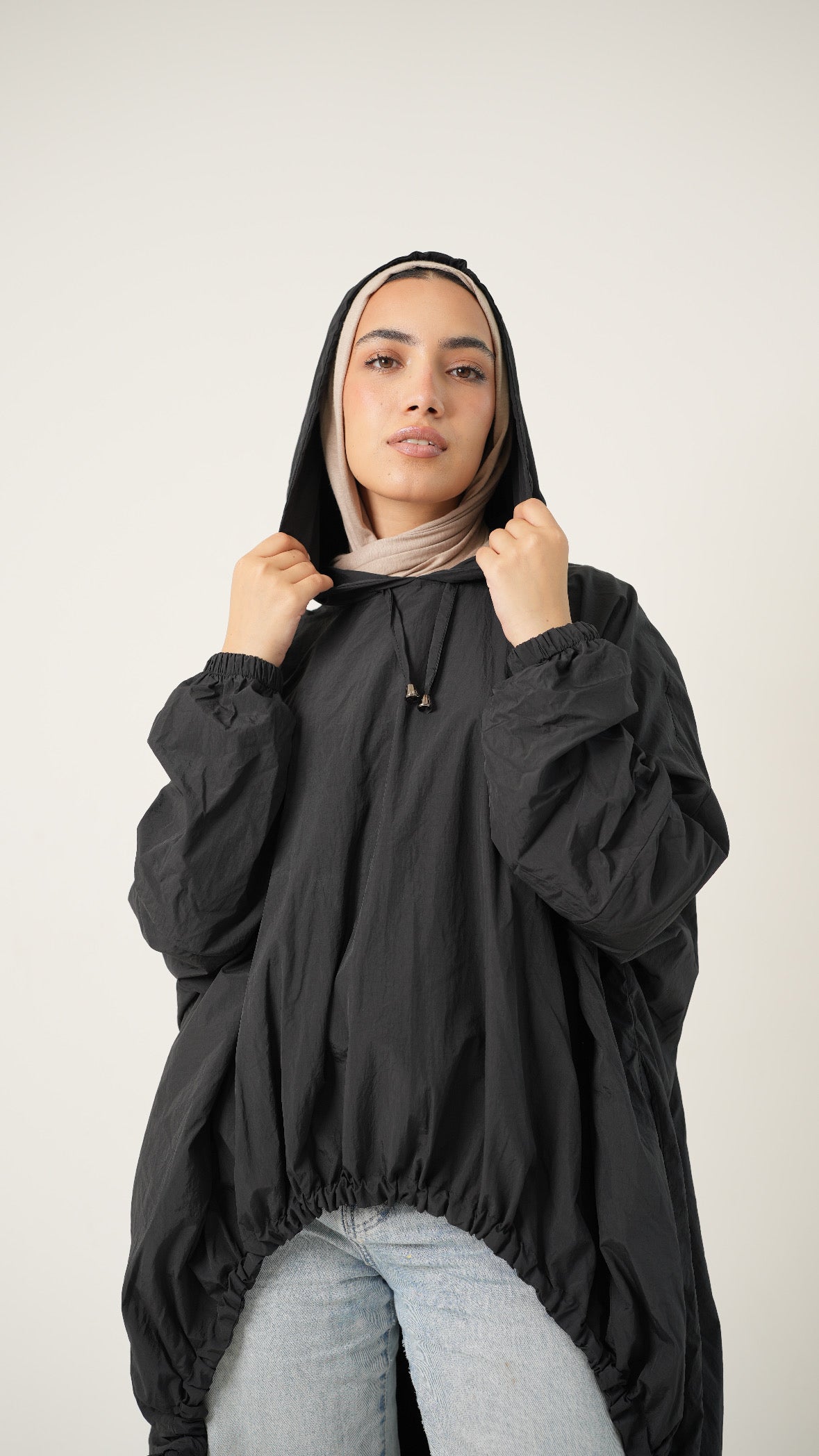 Hooded Waterproof jacket in charcoal