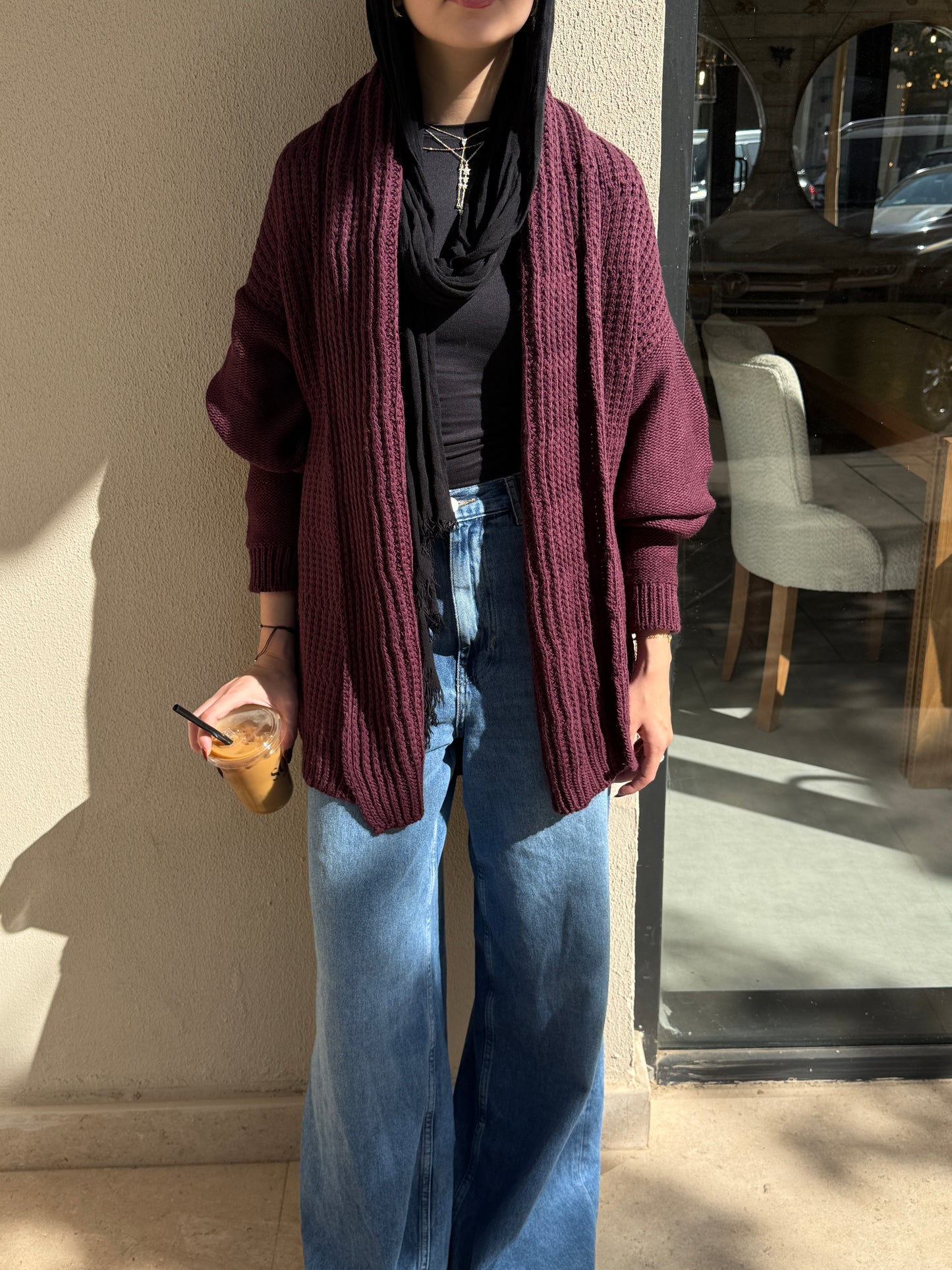 The Warm Hug Knit Cardigan in Burgundy