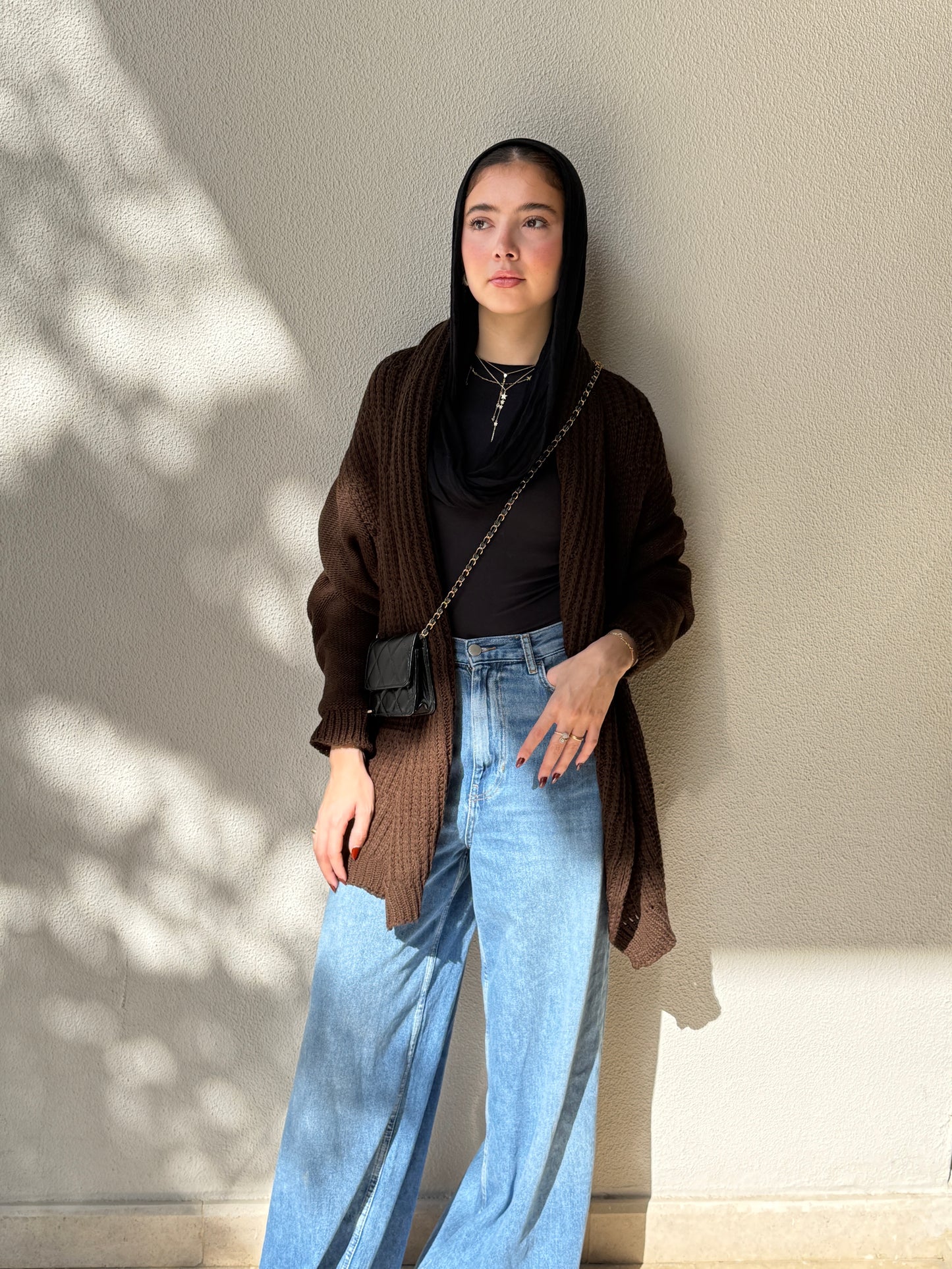 The Warm Hug Knit Cardigan in Brown