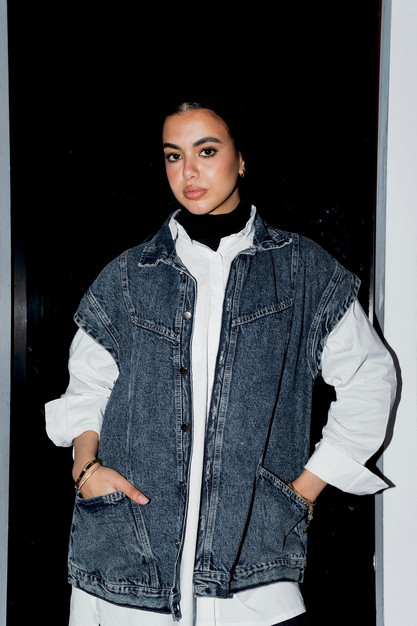 Denim Vest in Dark blue