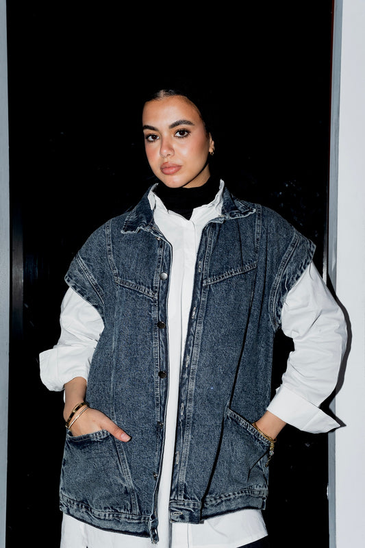 Denim Vest in Dark blue