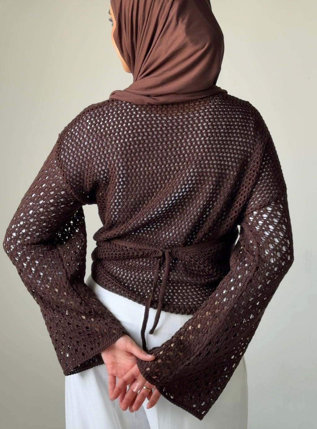 Seashell Wrap Top in Brown
