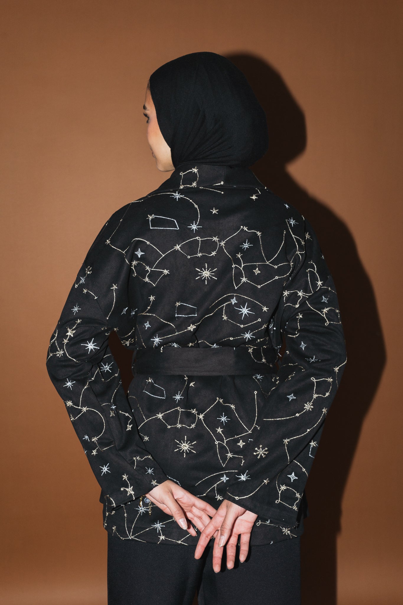 Celestial Embroidery Jacket in Black