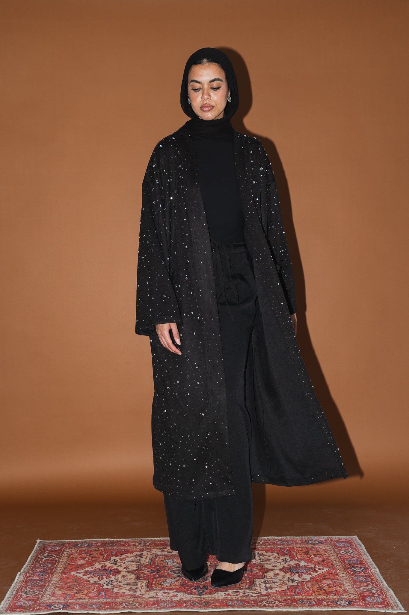 Milky way Stone Cardigan in Black