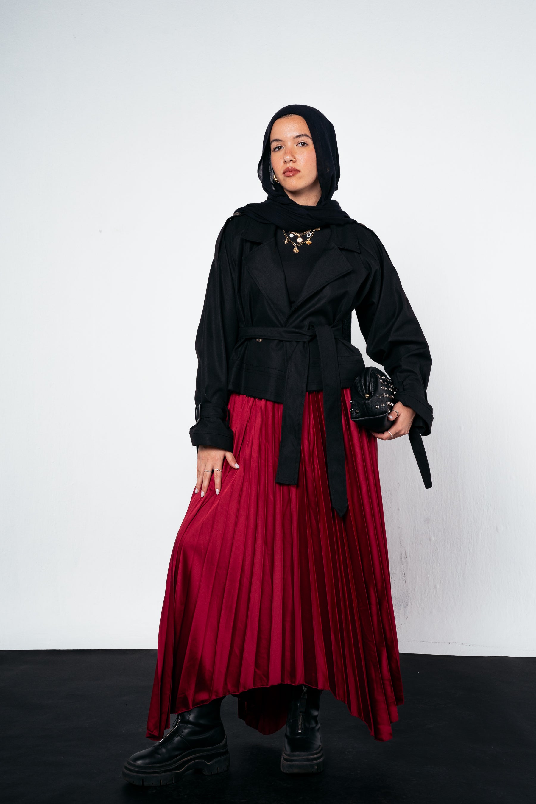 Ash Asymmetrical Skirt in Burgundy