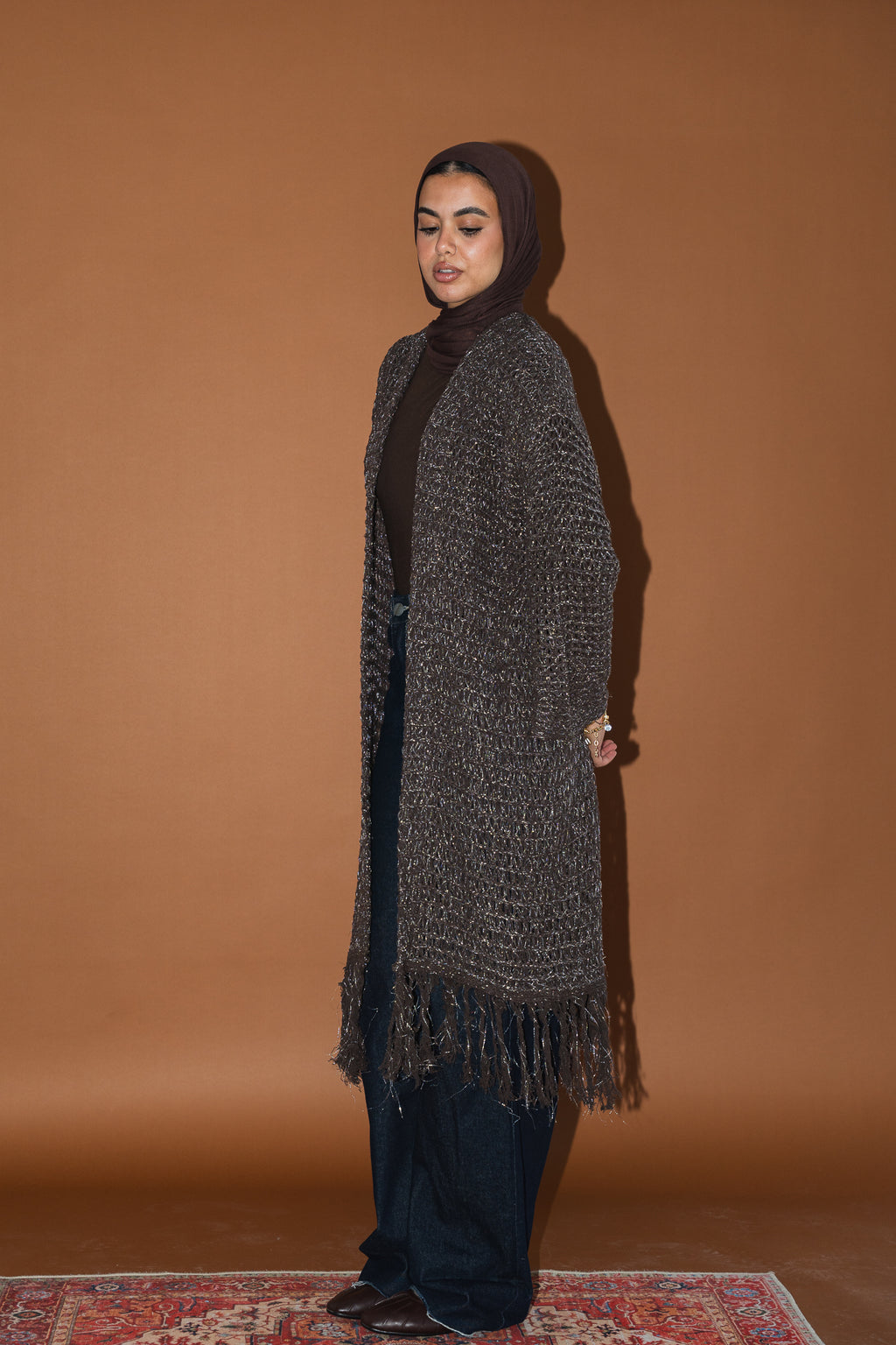 Threads of Charm Cardigan in Shimmer Brown