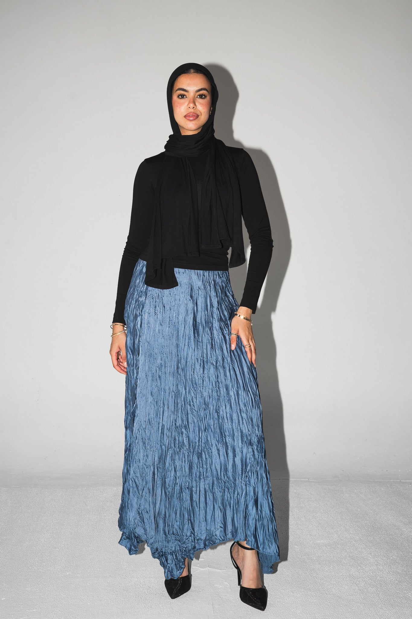 Anne Crushed skirt in Azure blue