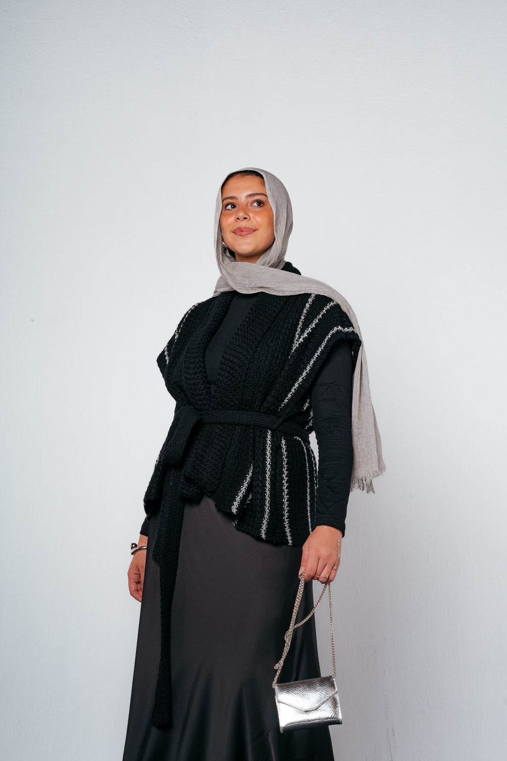 Silver Threads Knit Vest in Black