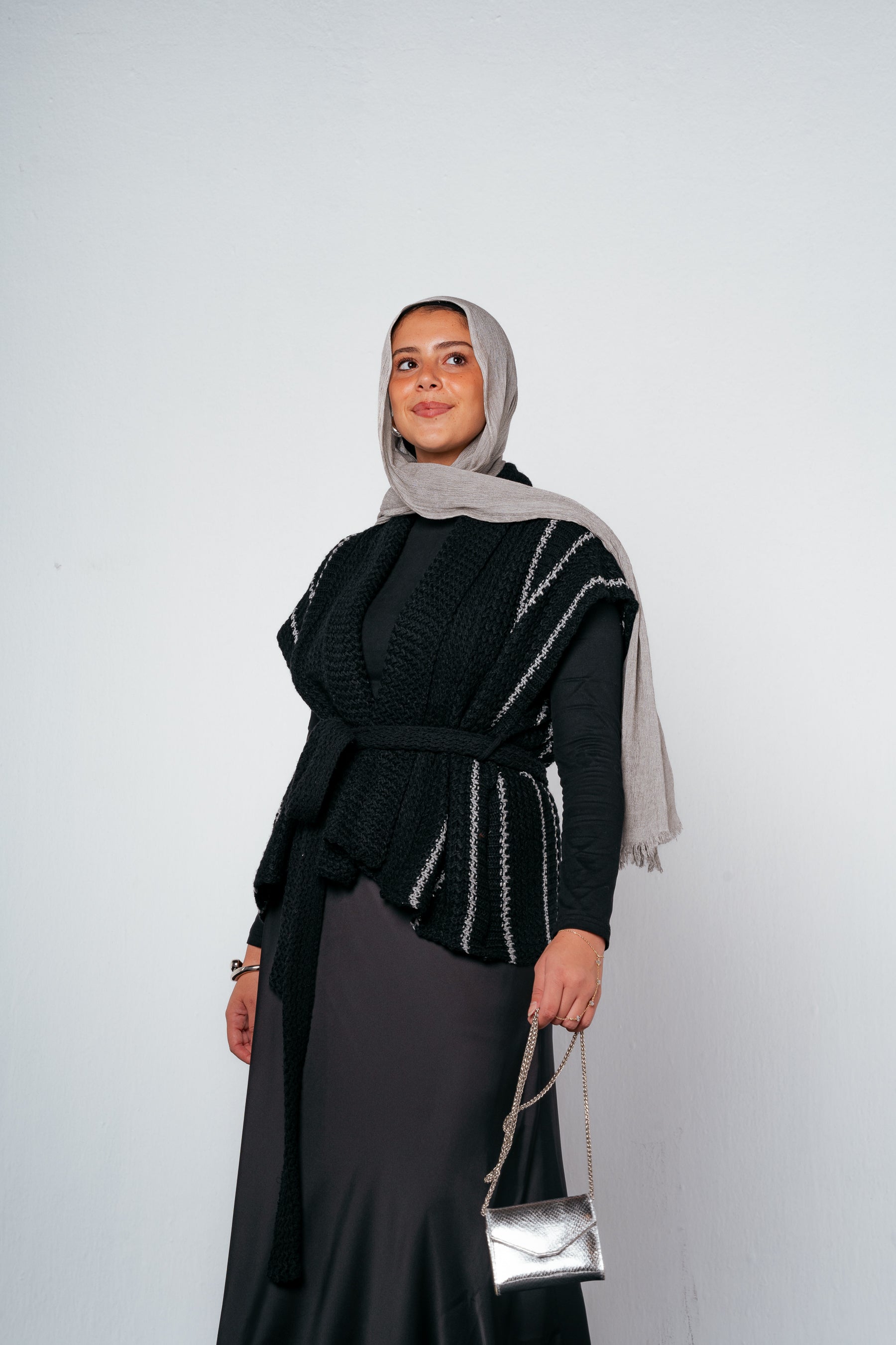 Silver Threads Knit Vest in Black