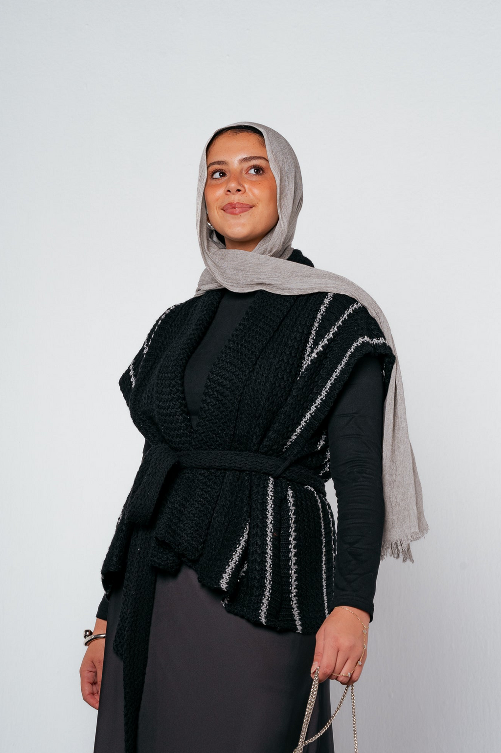 Silver Threads Knit Vest in Black