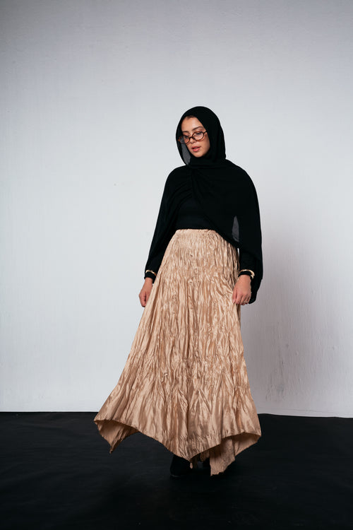 Anne Crushed skirt in Golden beige