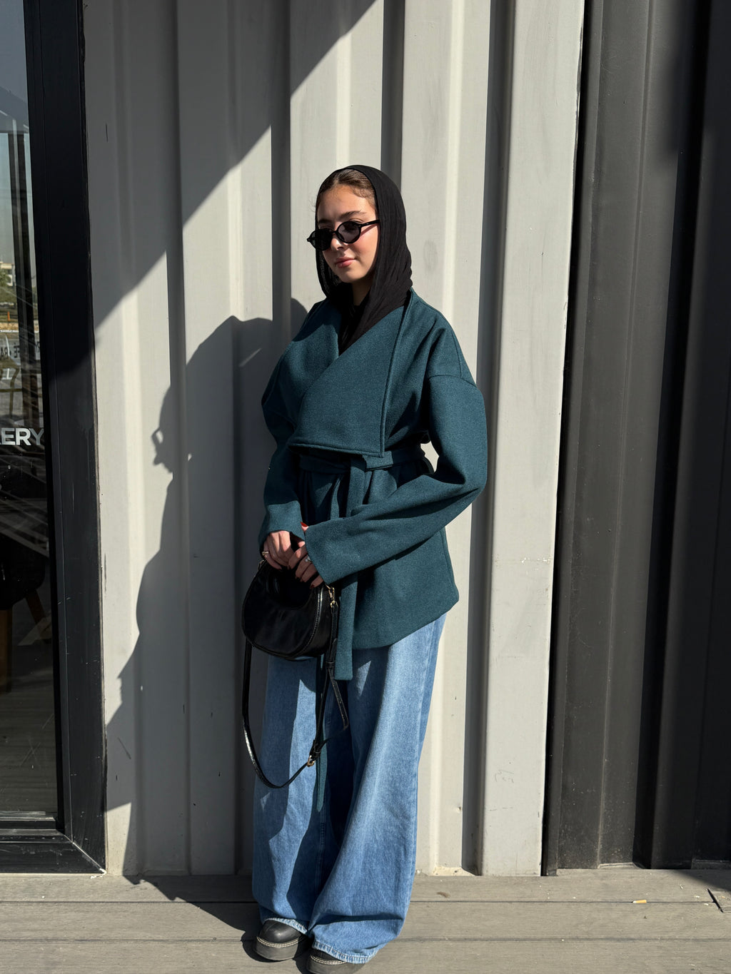 The Wrap Grace Coat in Teal