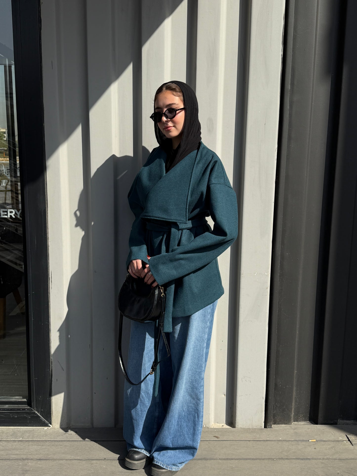 The Wrap Grace Coat in Teal