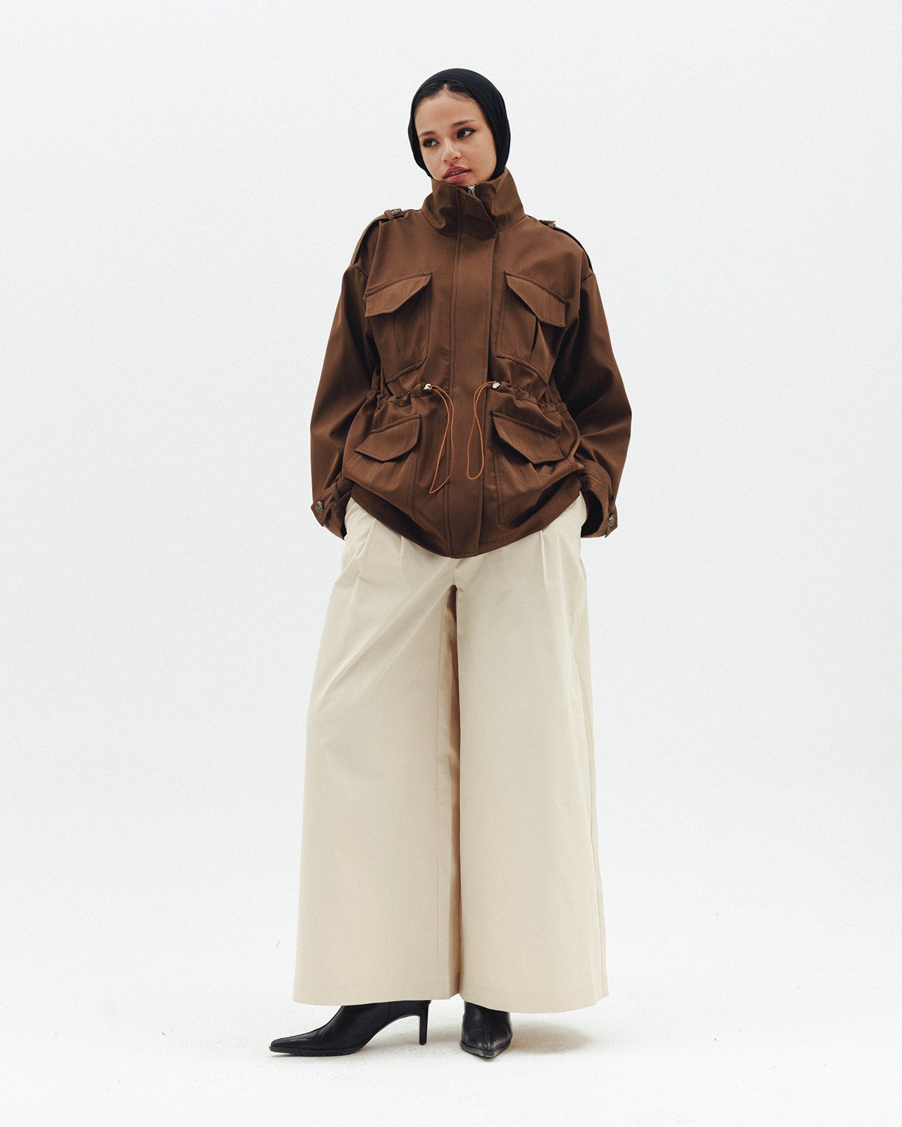 The Drawstring Jacket in Brown