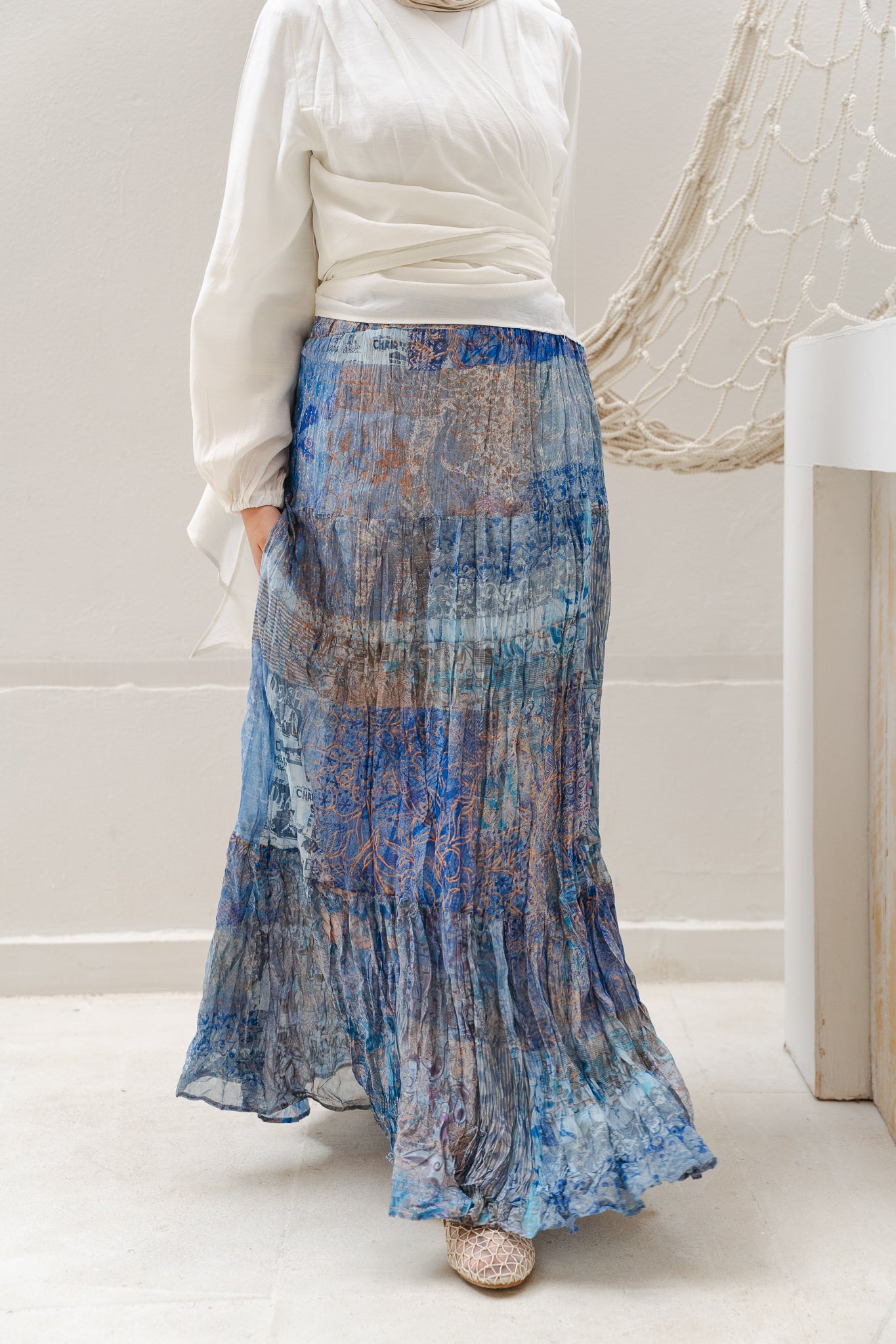 Ocean Waves Crushed Skirt