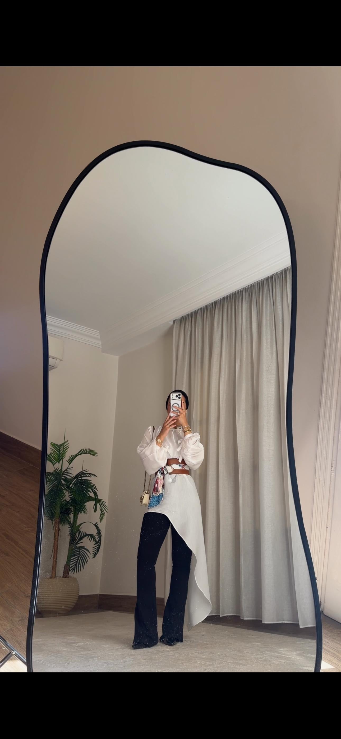 Asymmetrical Shimmer Top in White