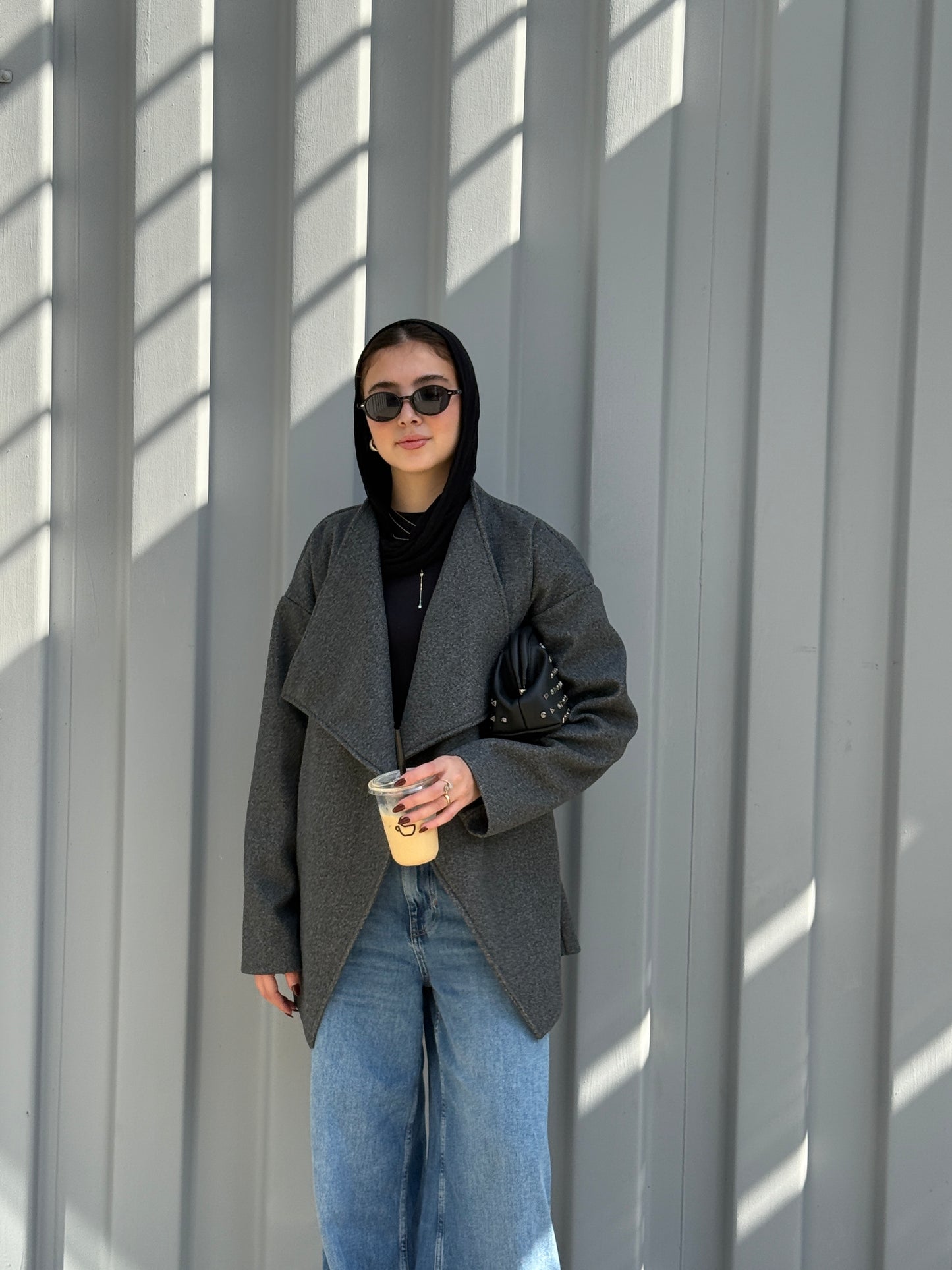 The Wrap Grace Coat in Dark grey