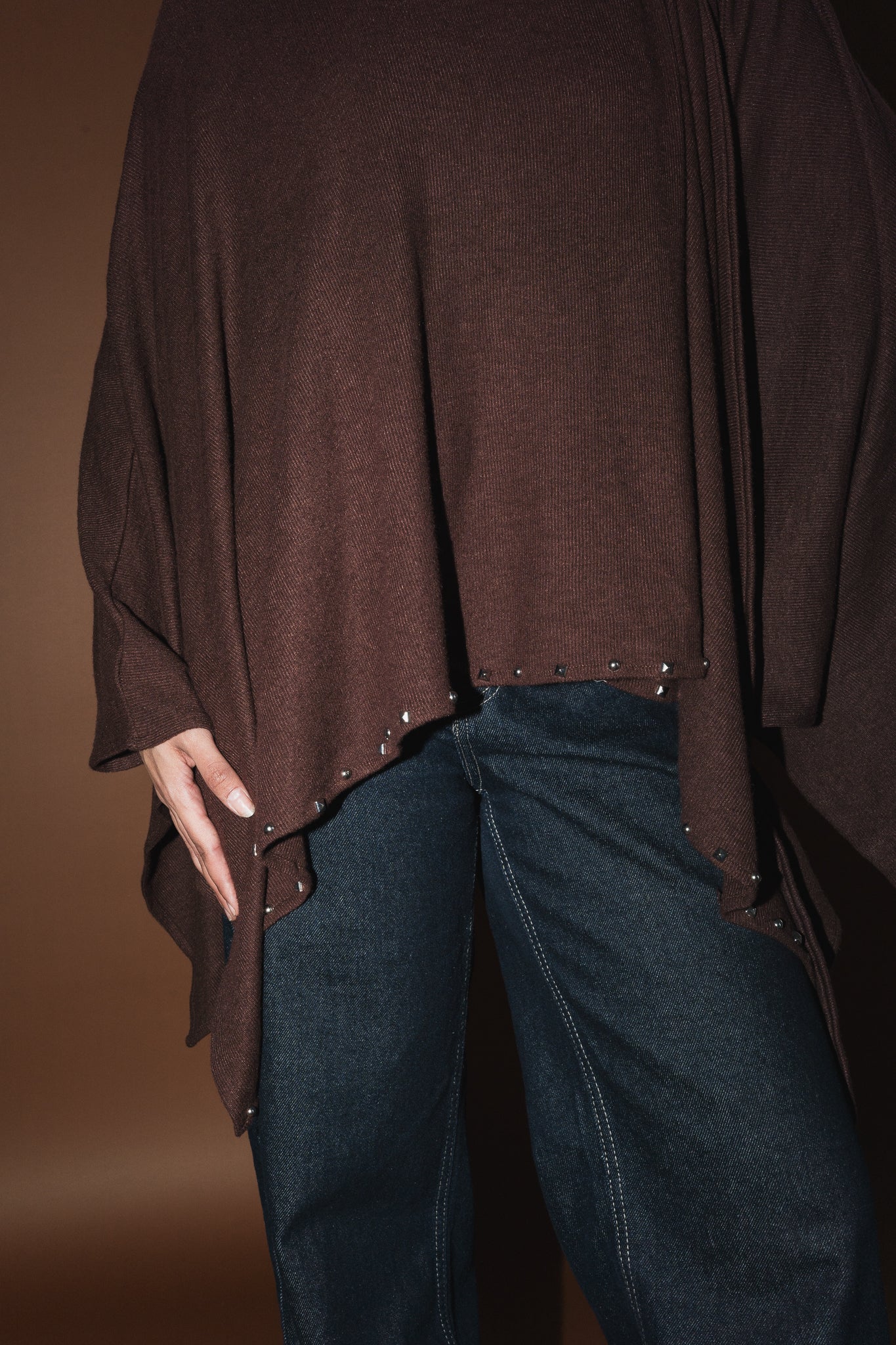 Studded Stardust Cape in Brown