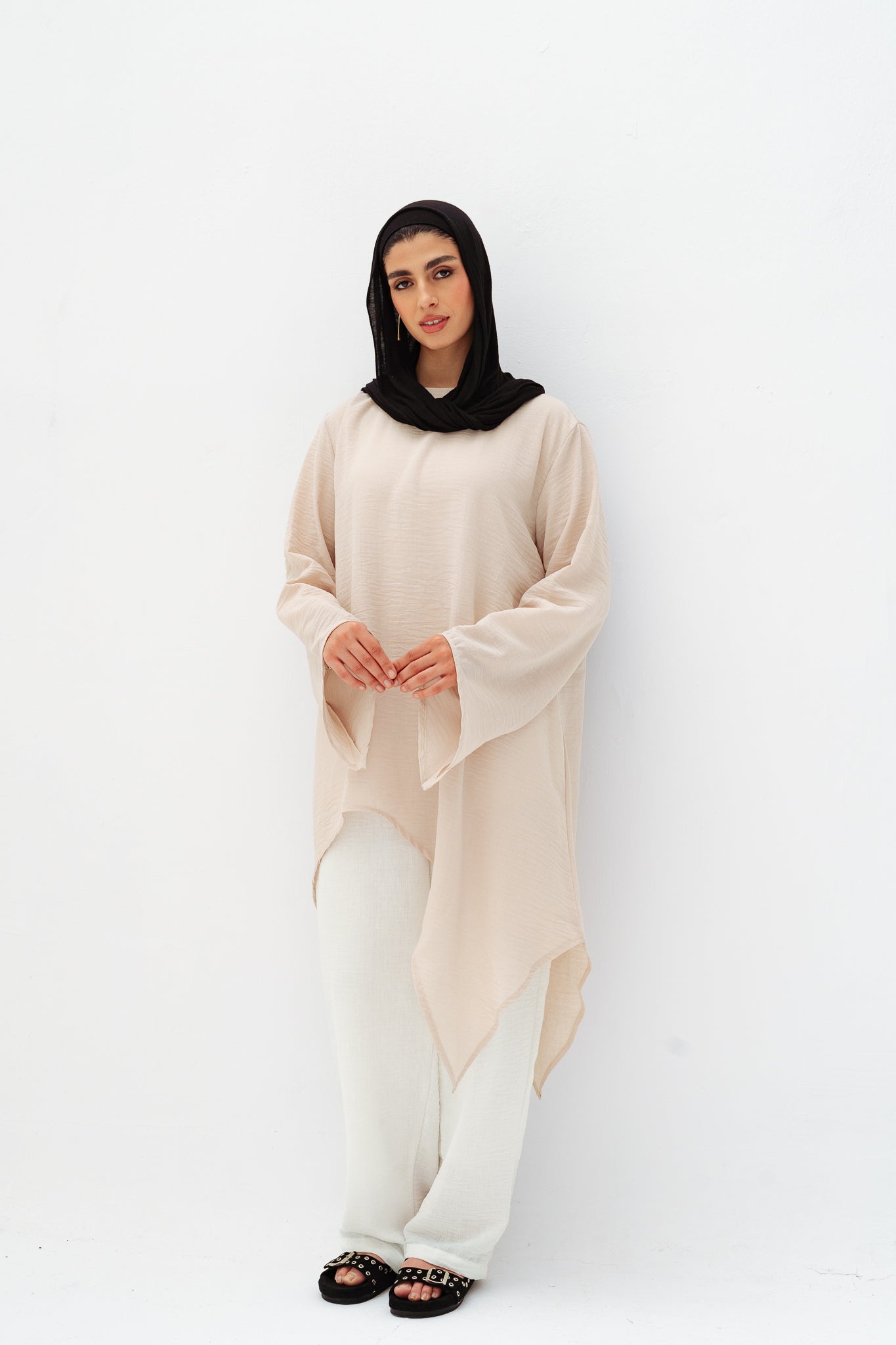 Ella asymmetric top in Beige