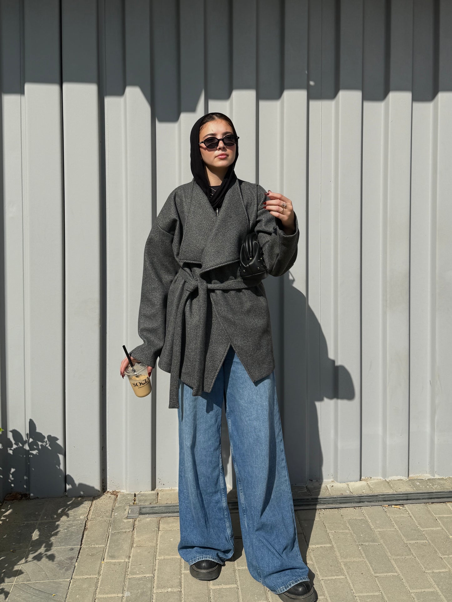 The Wrap Grace Coat in Dark grey