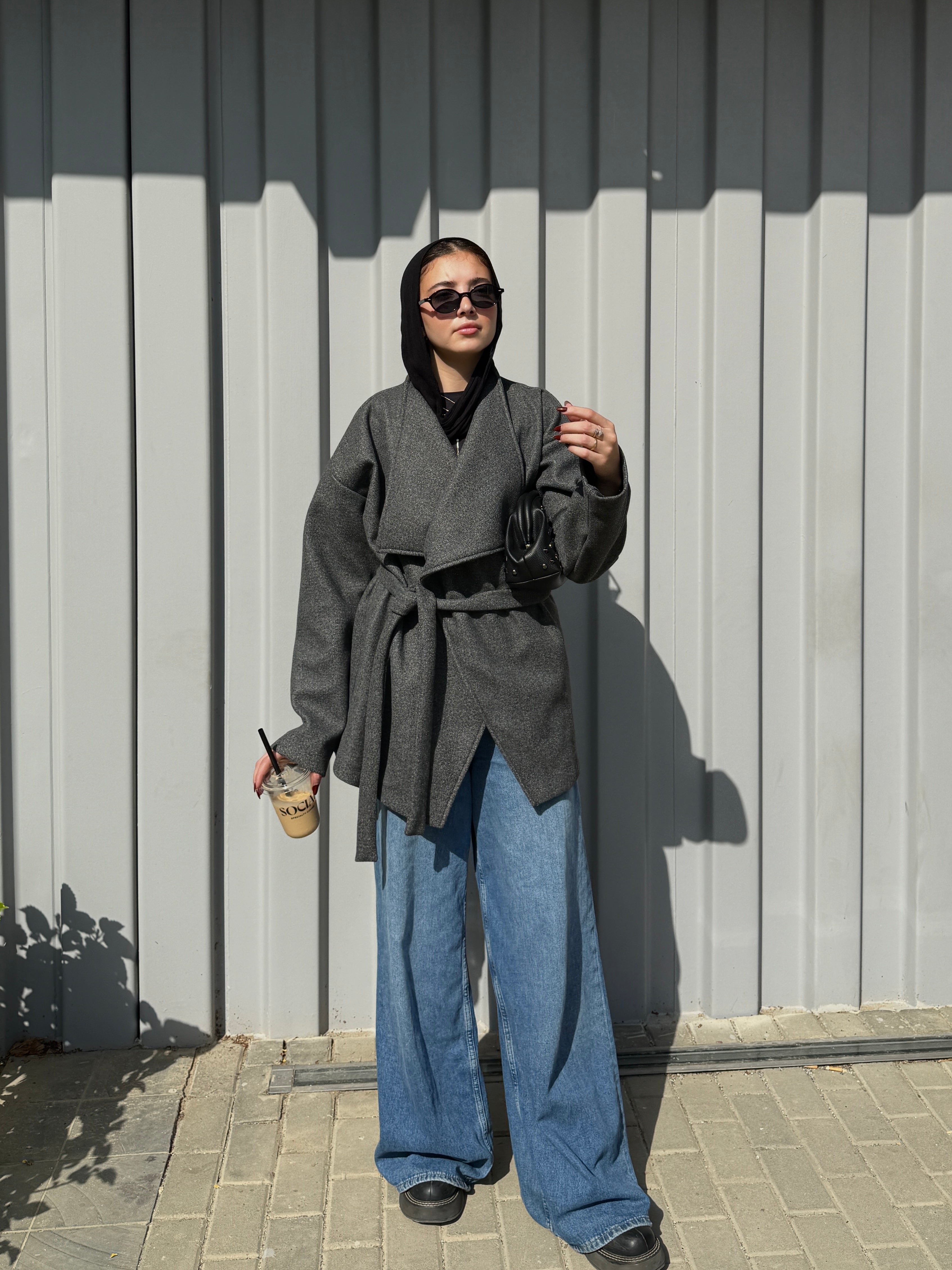 The Wrap Grace Coat in Dark grey