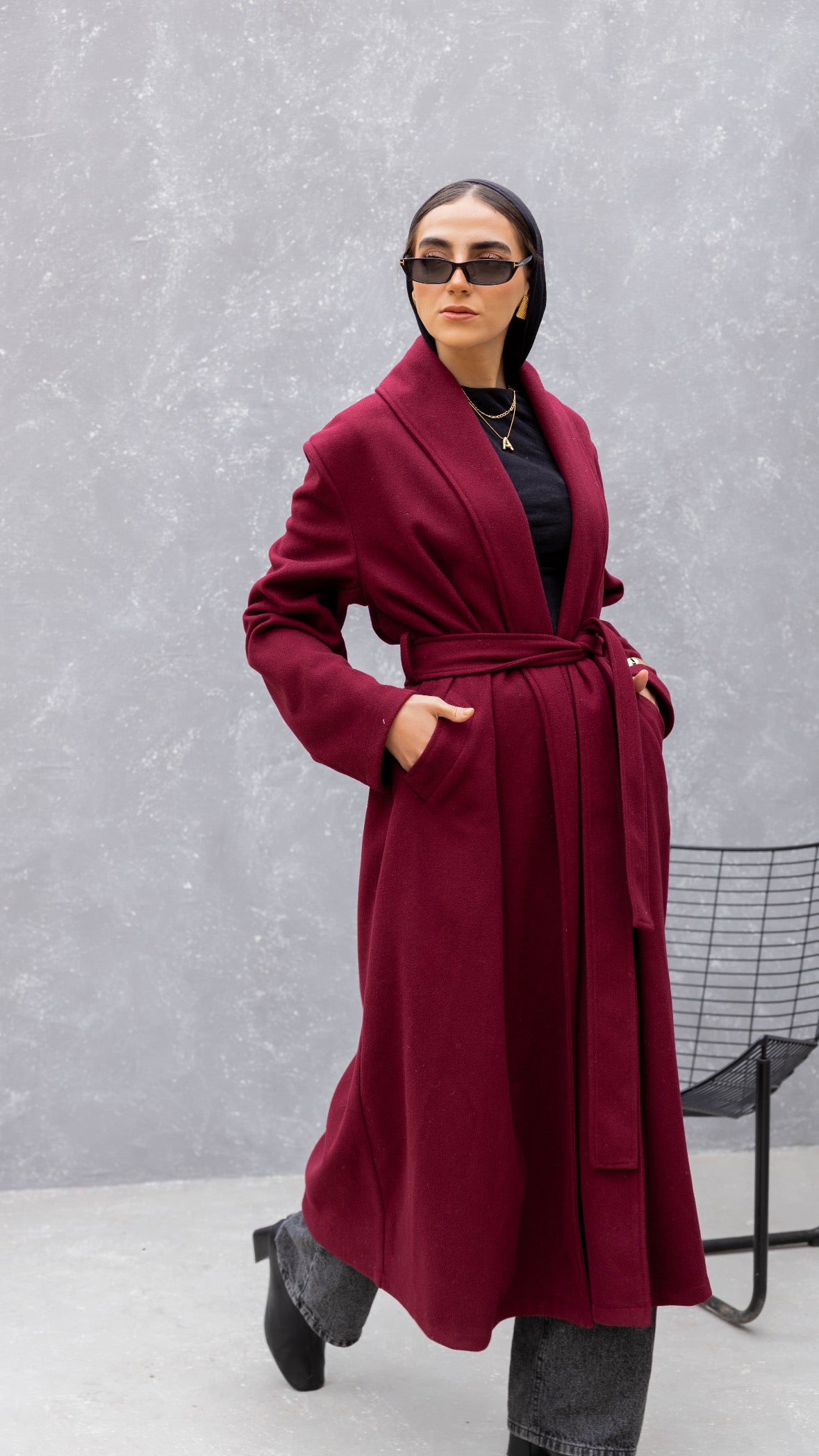 The Round Up Coat in Burgundy