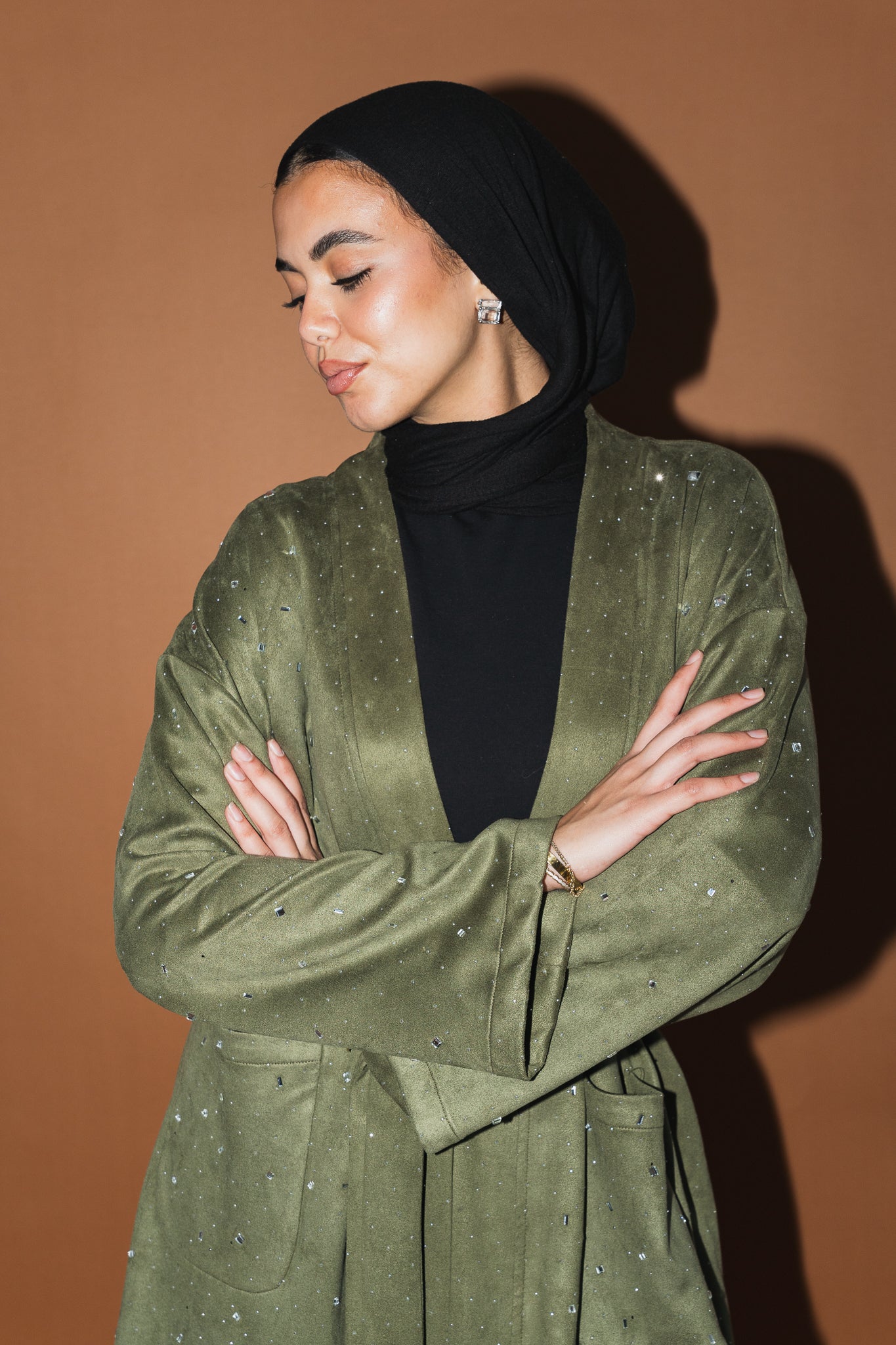 Milky way Stone Cardigan in Olive