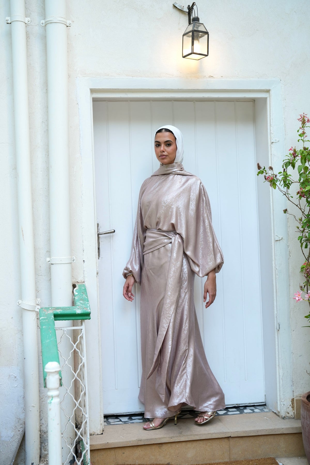 Naya Shimmer Wrap Set in Rose