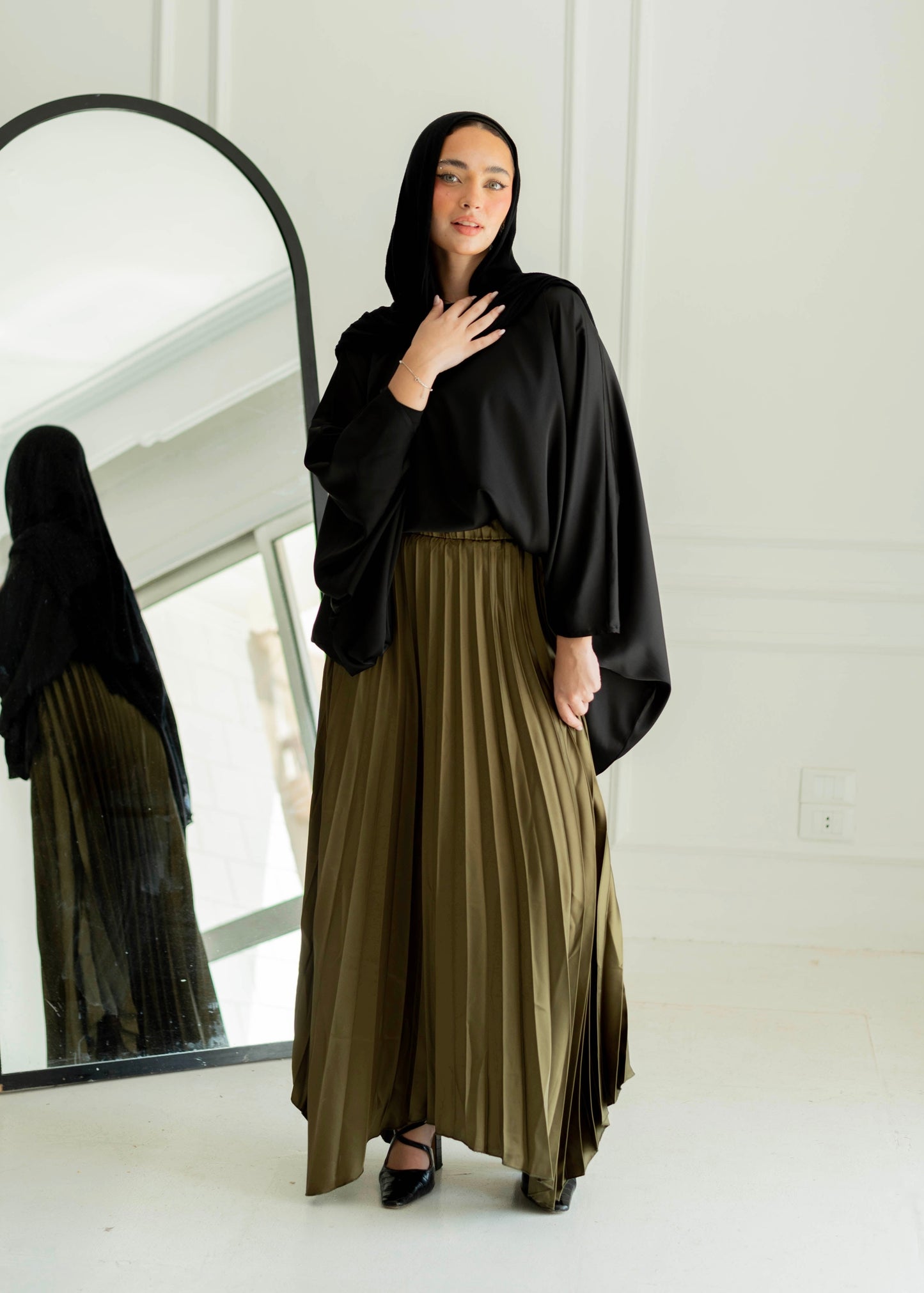 Ash skirt in Olive