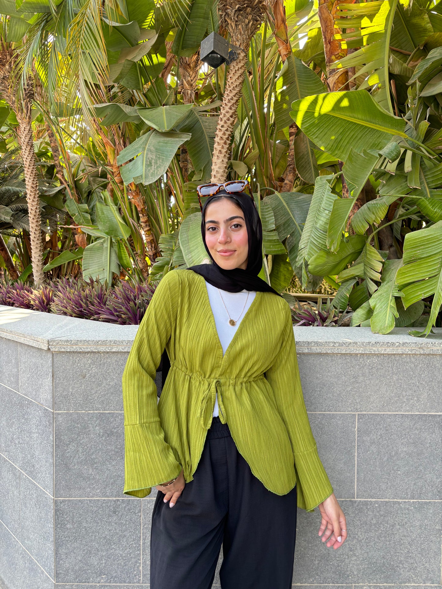 Long celine top in Dark lime