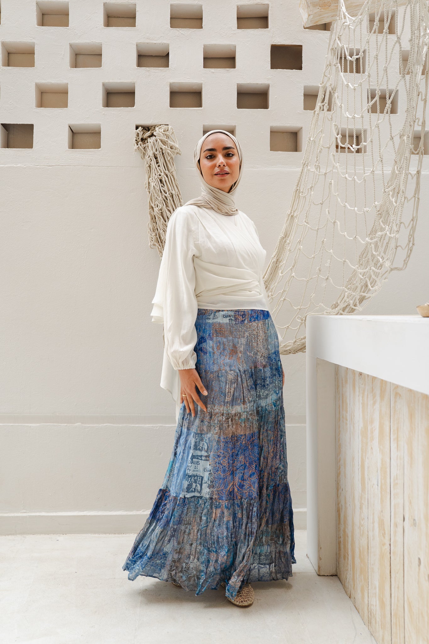 Ocean Waves Crushed Skirt