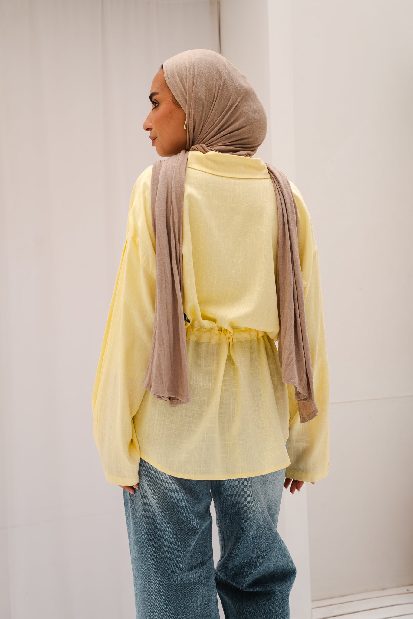 Slay You Girl Linen Top in Yellow