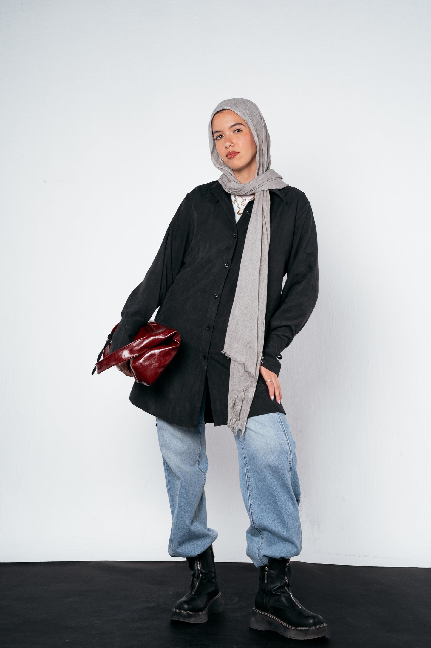 Behind Tie Shirt in Black