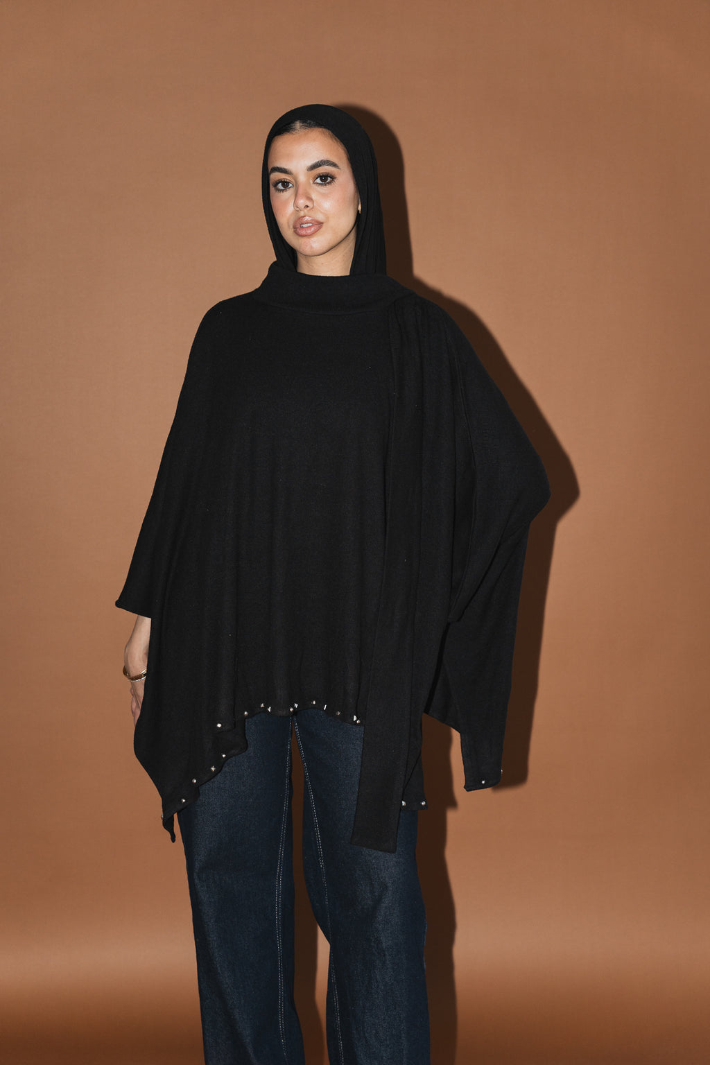 Studded Stardust Cape in Black