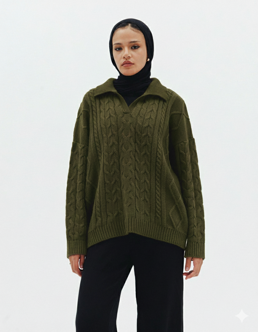 Knit Heaven Pullover in Olive