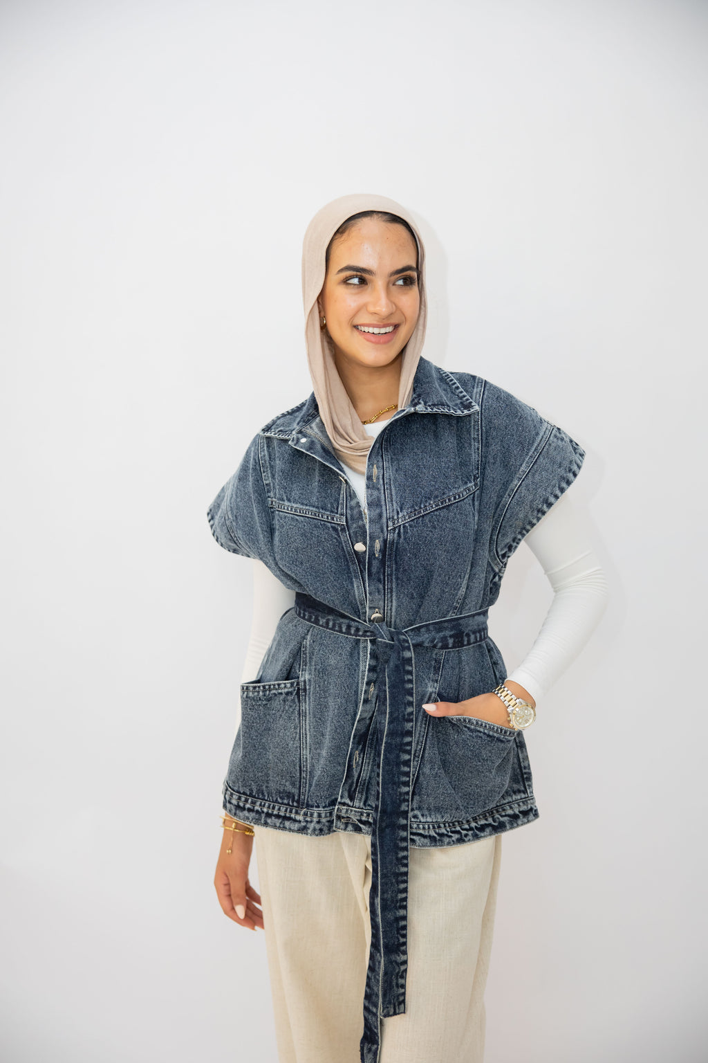 Denim Vest in Dark blue