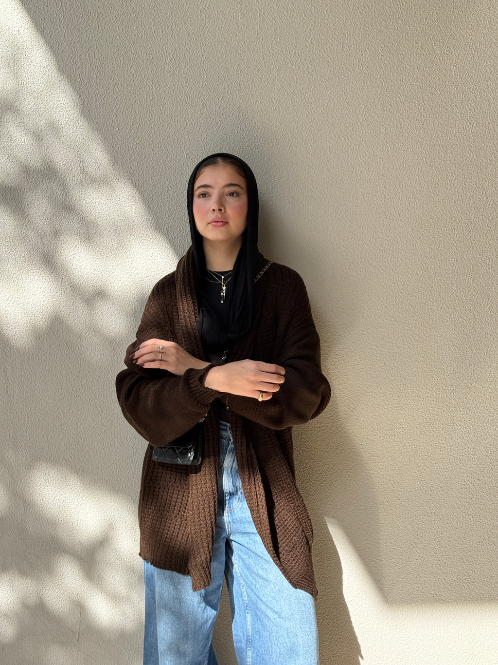 The Warm Hug Knit Cardigan in Brown