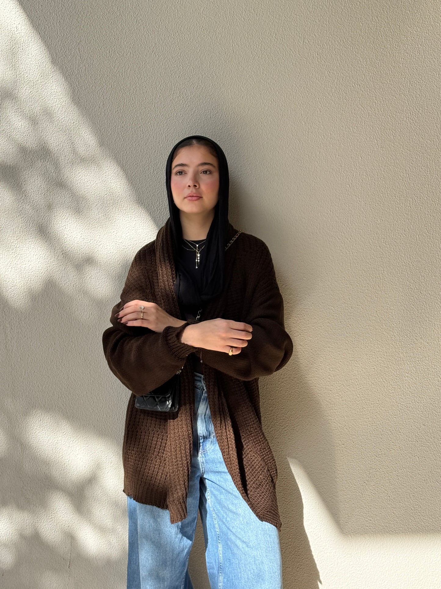 The Warm Hug Knit Cardigan in Brown