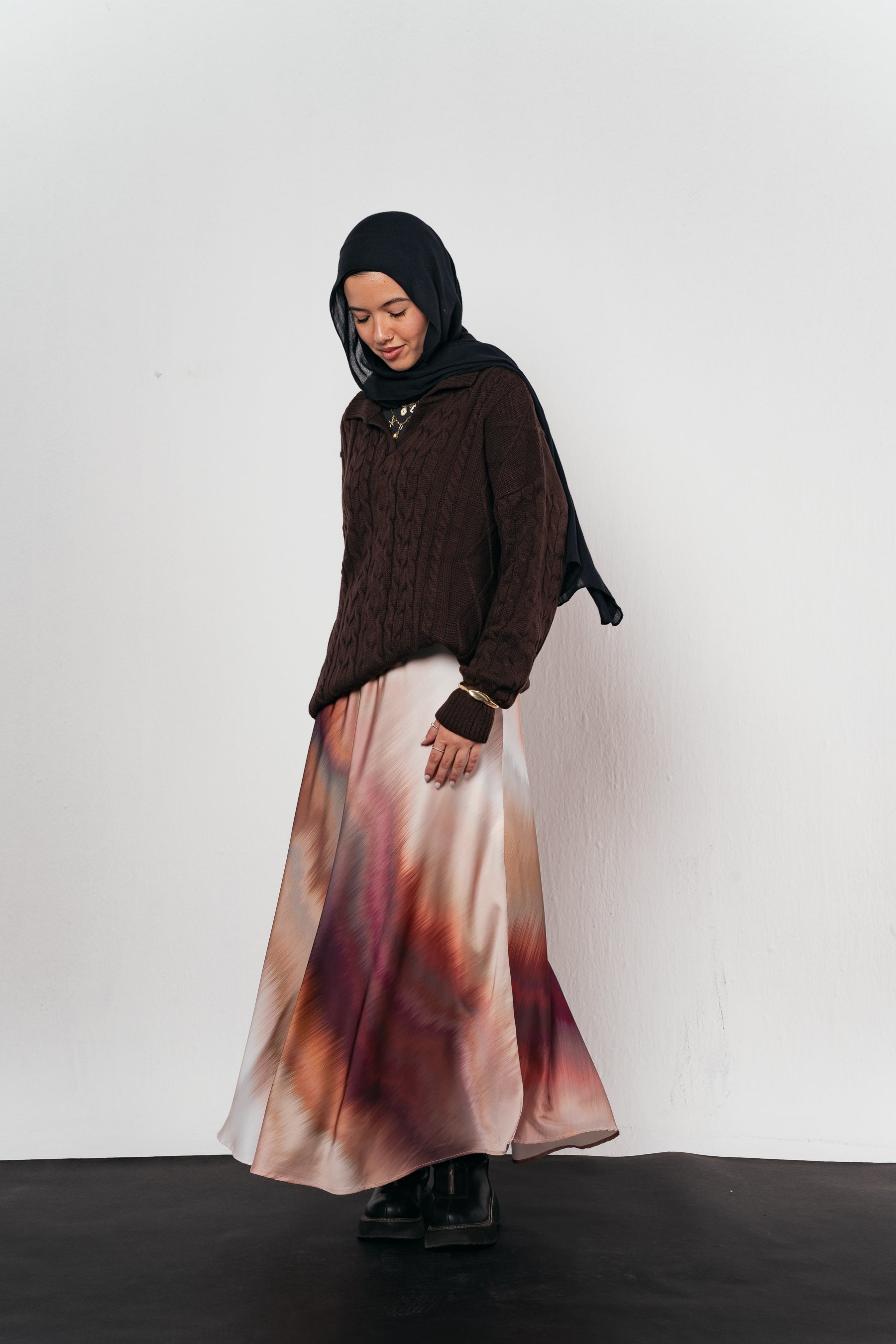 Rosewood Mist Satin Skirt