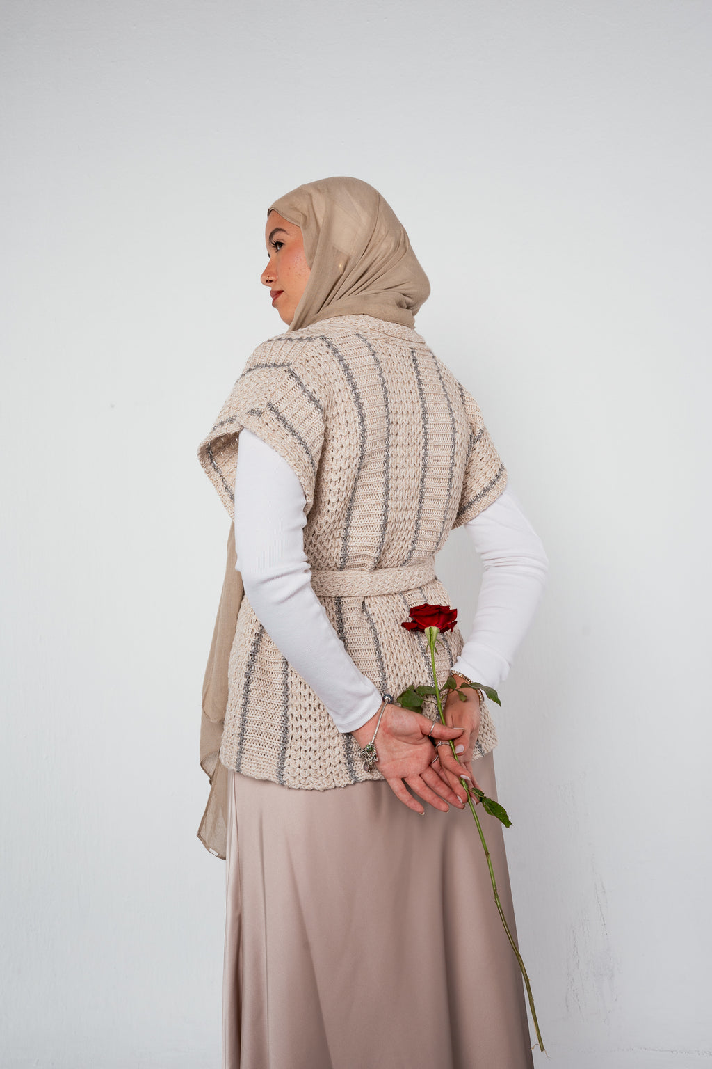 Silver Threads Knit Vest in Off white