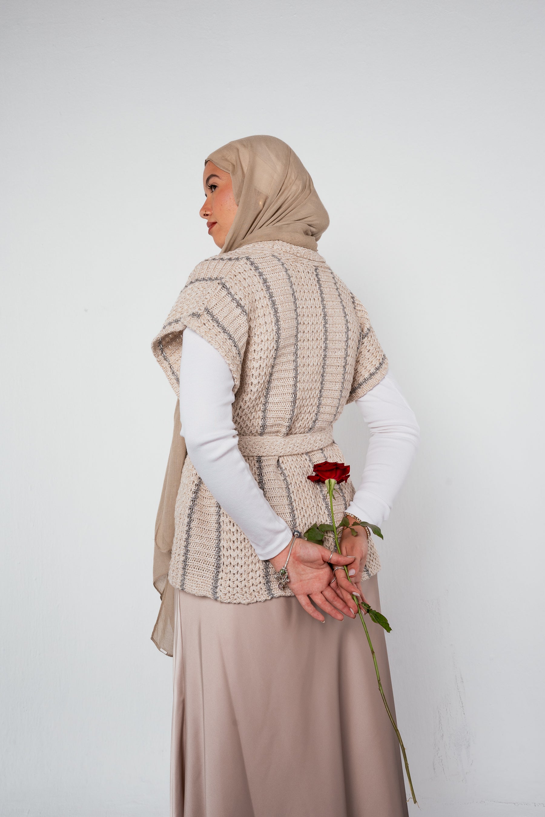 Silver Threads Knit Vest in Off white