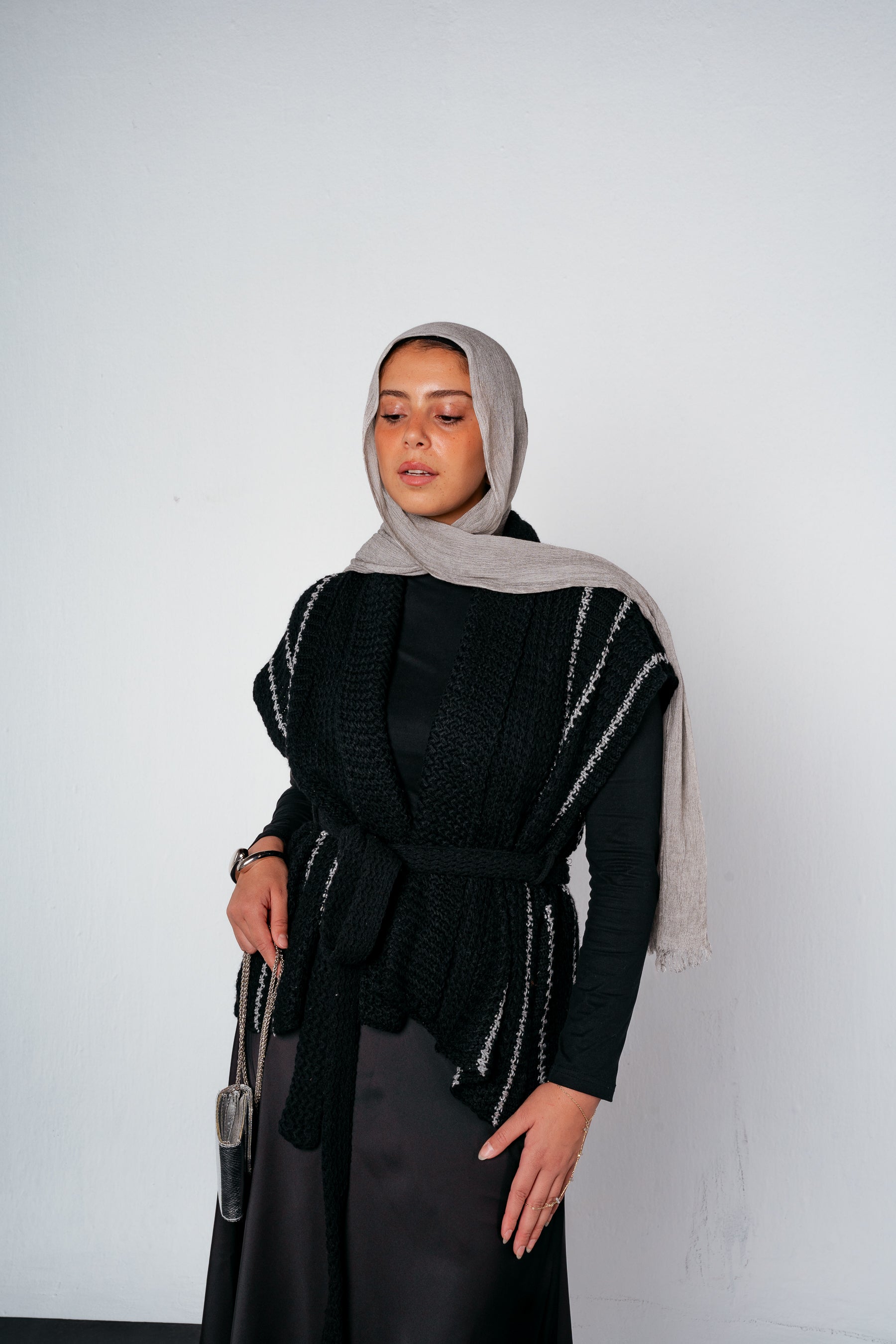 Silver Threads Knit Vest in Black